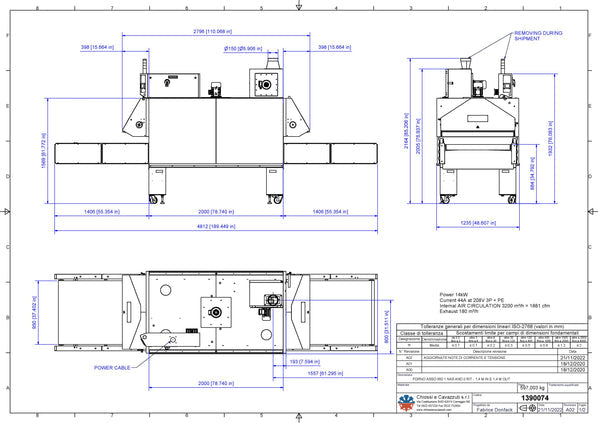 Cavazutti Ace 950 Electric Conveyor Dryer 55"in-65" Heat-55"Out 230V